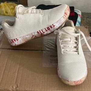 NOBULL White Knit Training Sneaker with Red Sole Branding